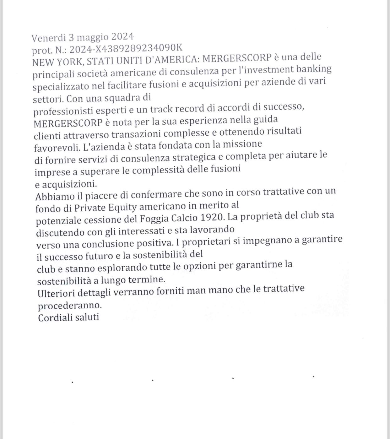 Clicca per ingrandire il comunicato Clicca per ingrandire il comunicato